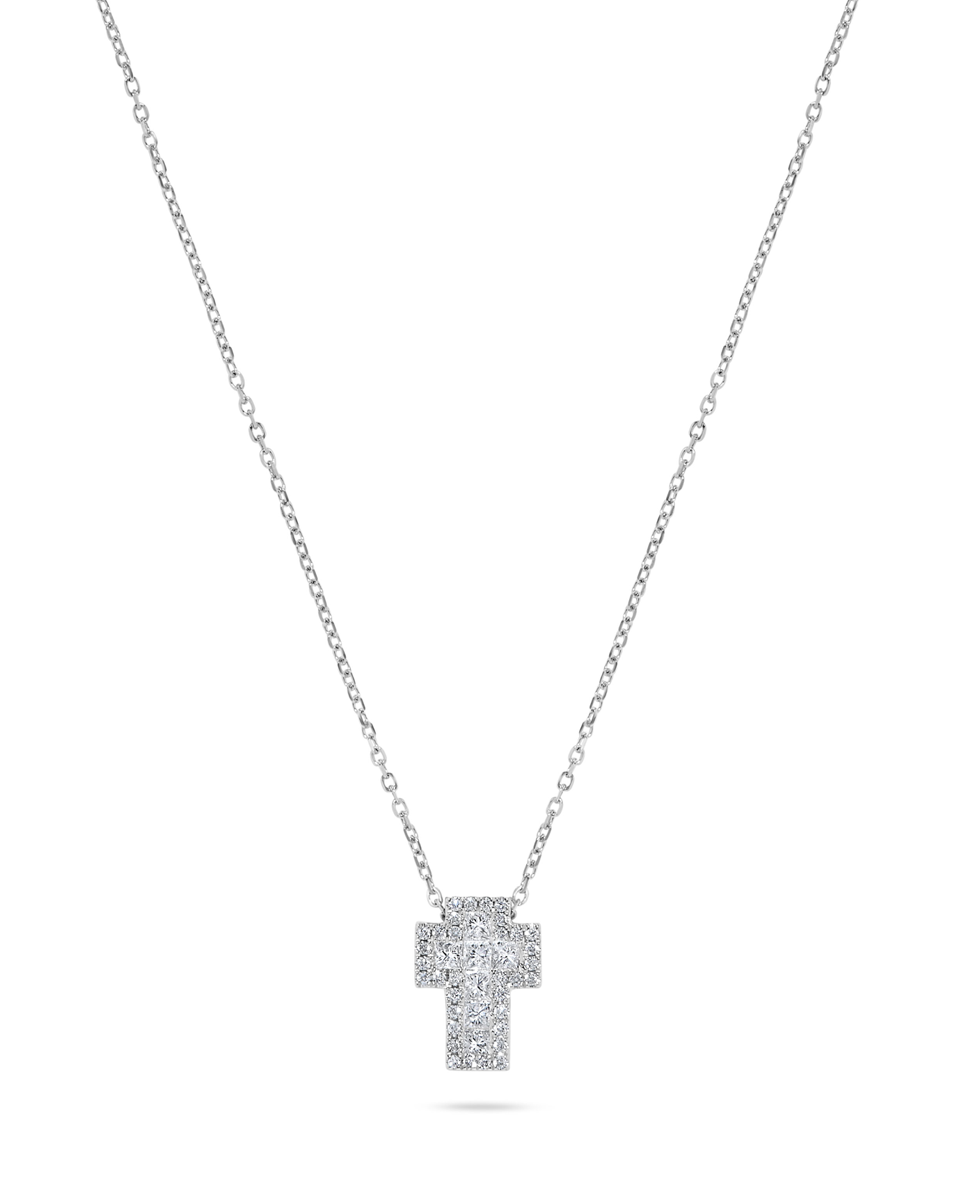 14K White Gold 1/4cttw Diamond Cross Pendant Necklace Main image