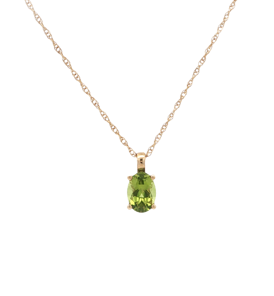 10K YG Oval Peridot Pendant Necklace *Estate Item Sold as is, Final Sale* Main image