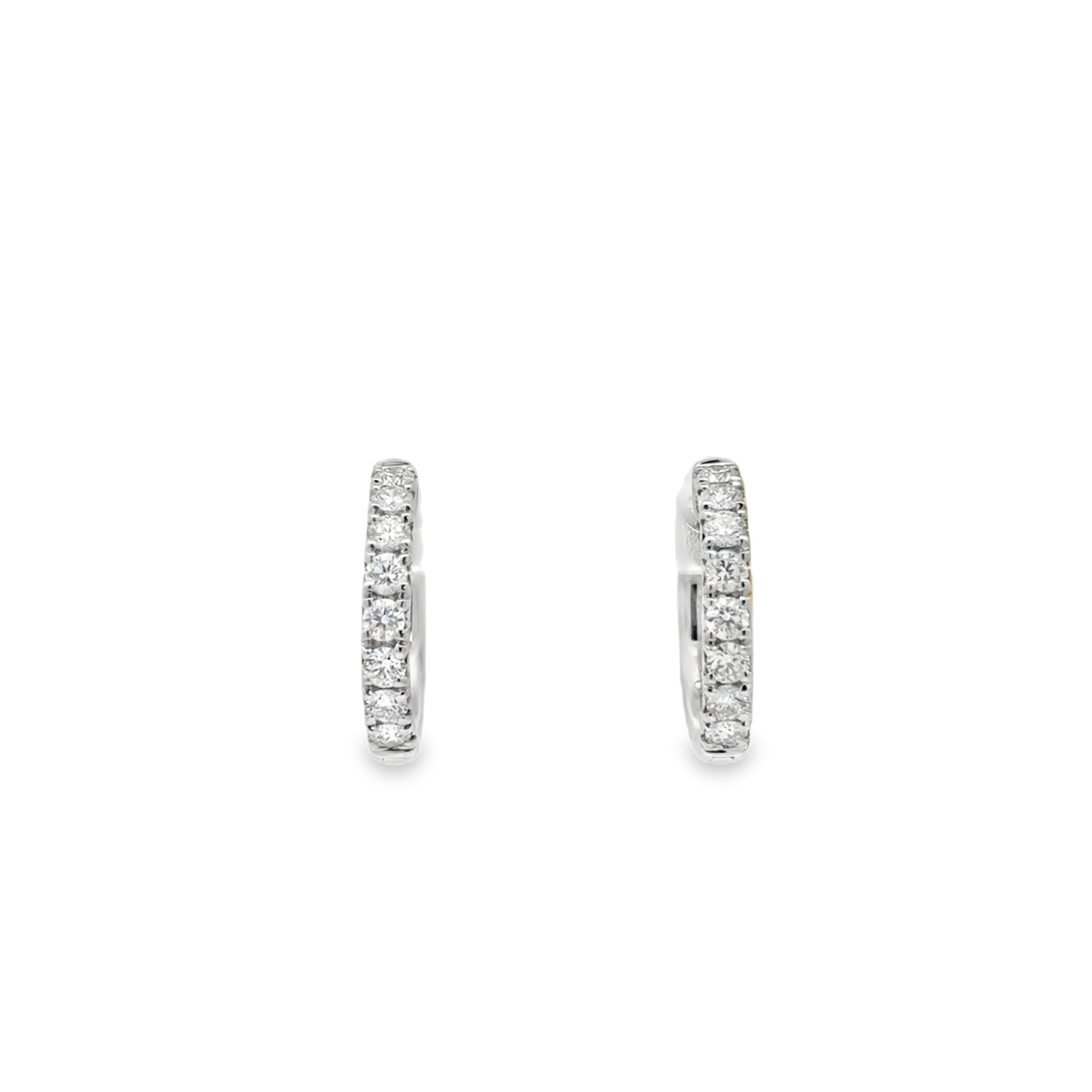 14K WG 3/4cttw Pave Diamond Front Facing Hoops