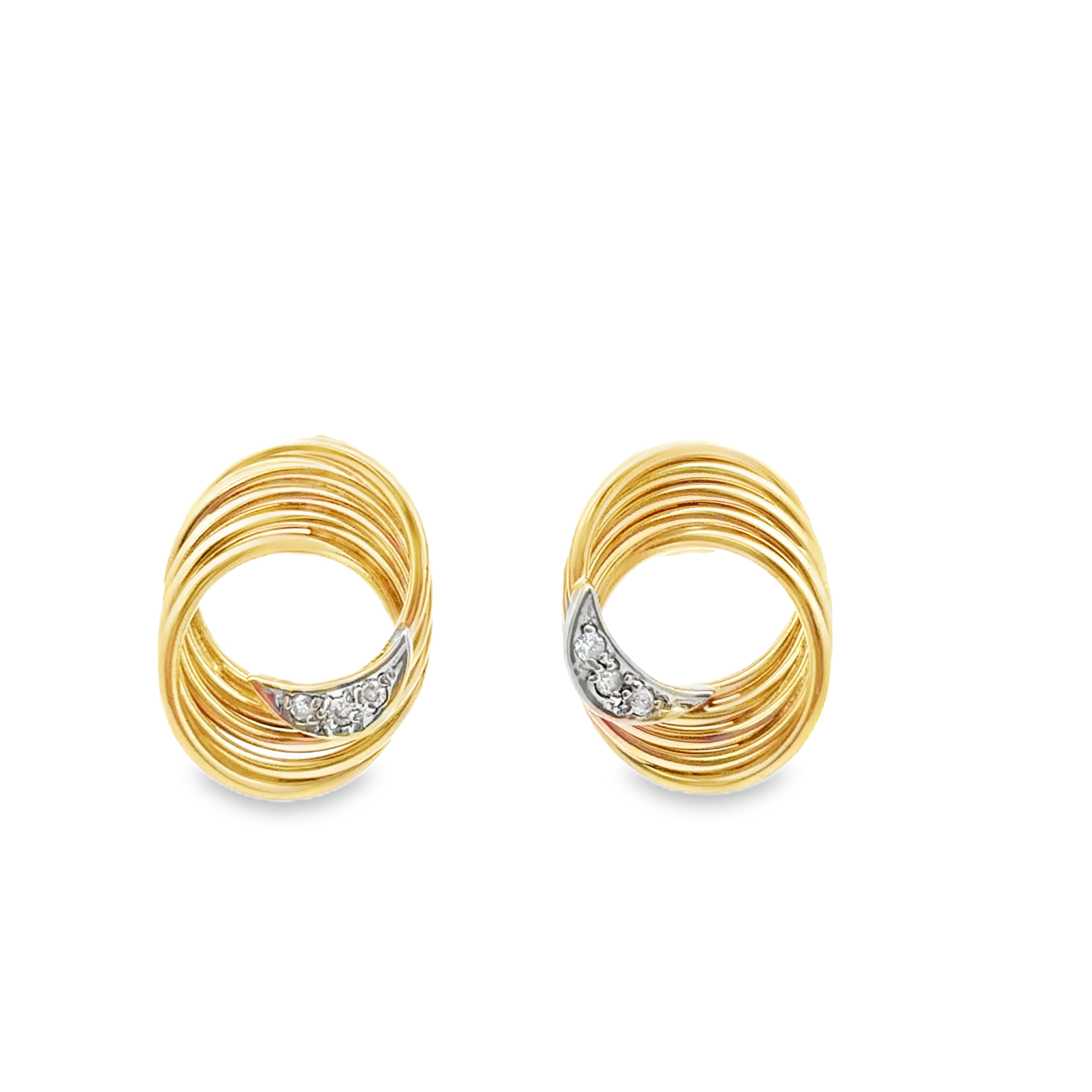 14K YG 5 Interlocking Circle Stud Earrings *Estate Item Sold as is, Final Sale* Main image