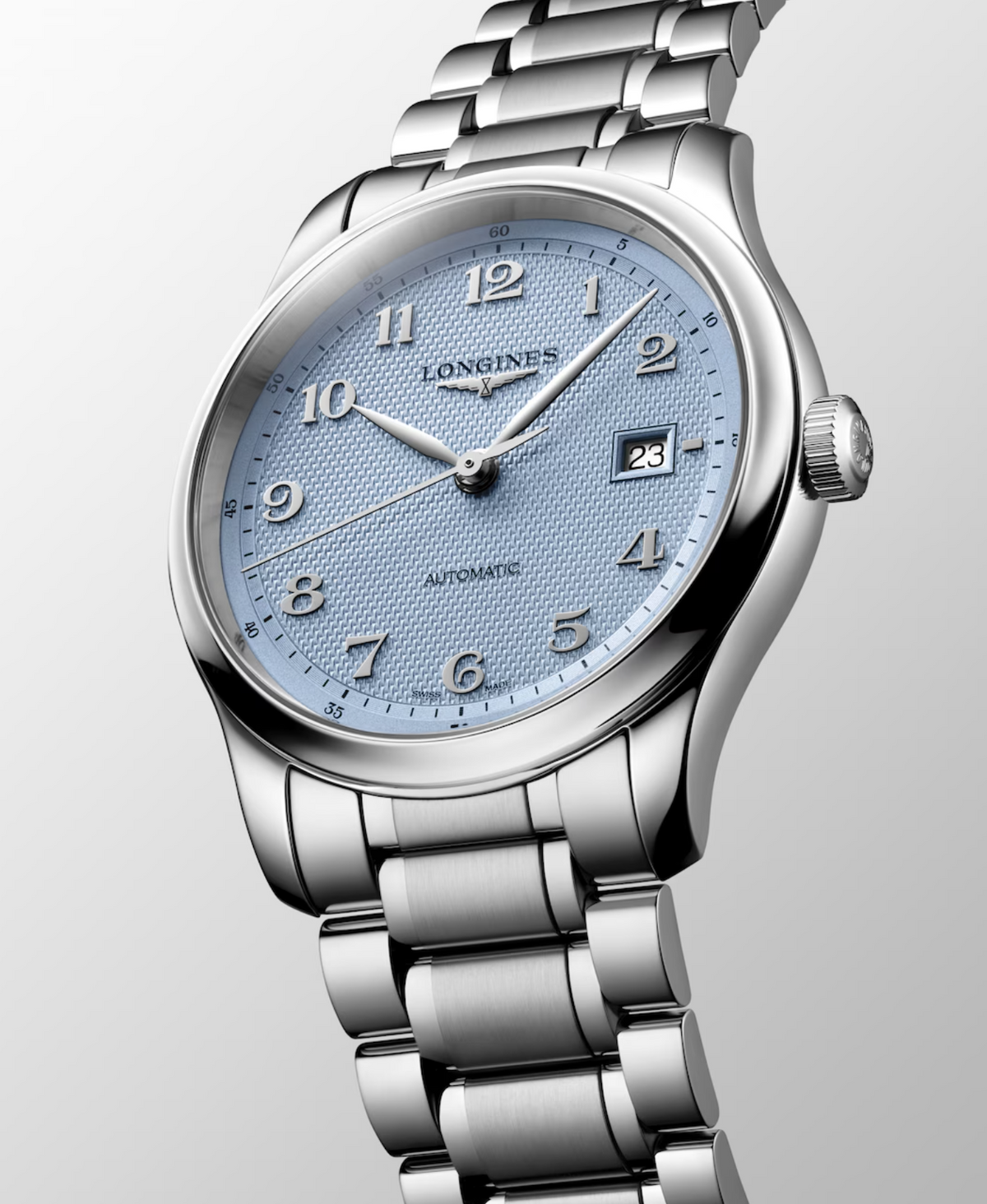 Longines Master 41mm Watch with Light Blue Barleycorn Dial