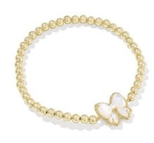 Haley Gold Plated Bow Stretch Bracelet in Ivory MOP by Kendra Scott