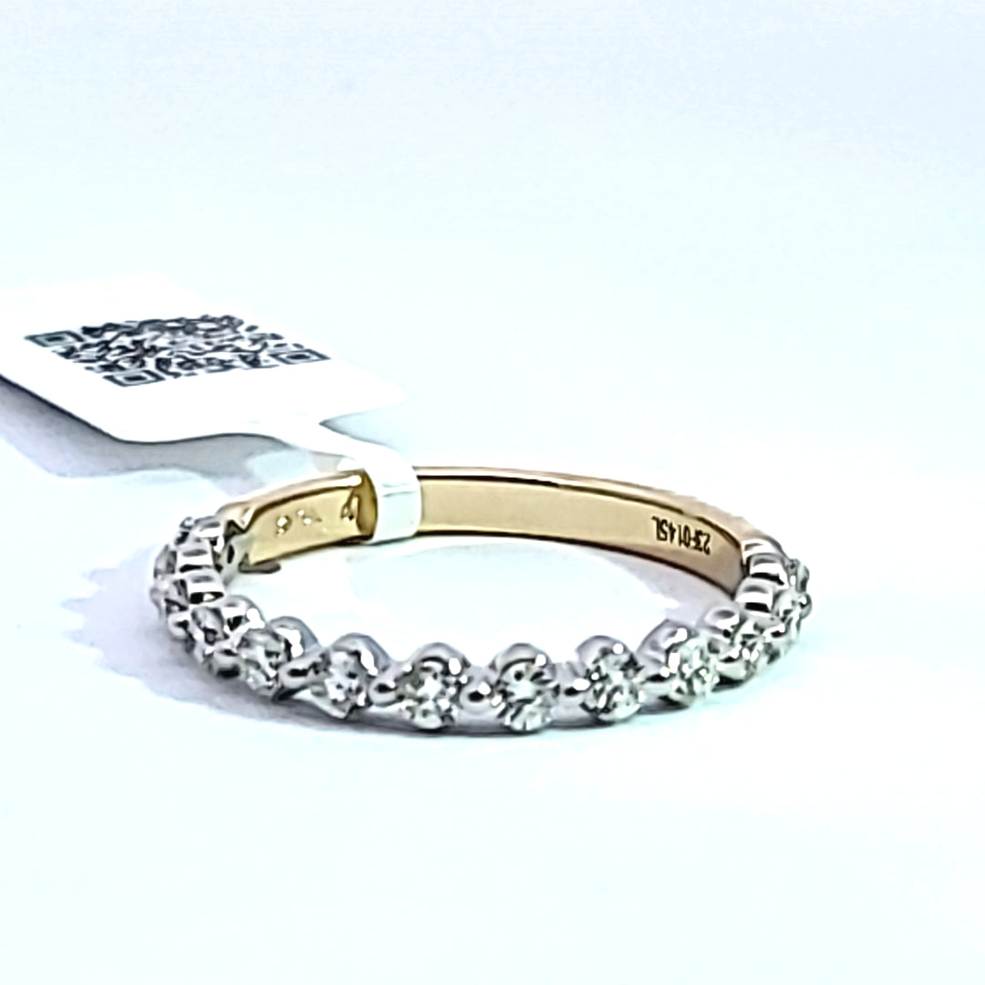 14k TT 0.51ctw Diamond Single Shared Prong Flyerfit Wedding Band w/ 13 Rnd Dias. JID No. 23F0145L