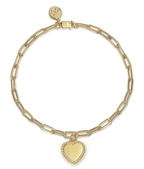 14k Yg Plain Tennis Bracelet  w/ Personalized Heart Charm by Gabriel & Co.