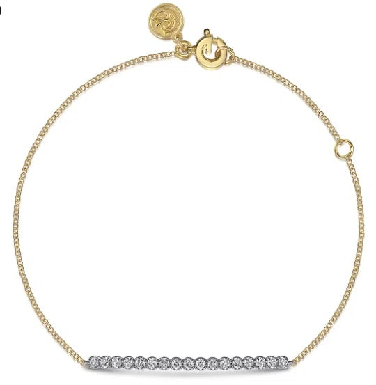 14k TT White Sapphire Bar Bracelet by Gabriel & Co.