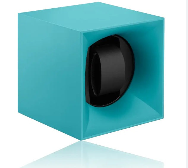 Swiss Kubik Startbox Single Watch Winder in Aqua Blue