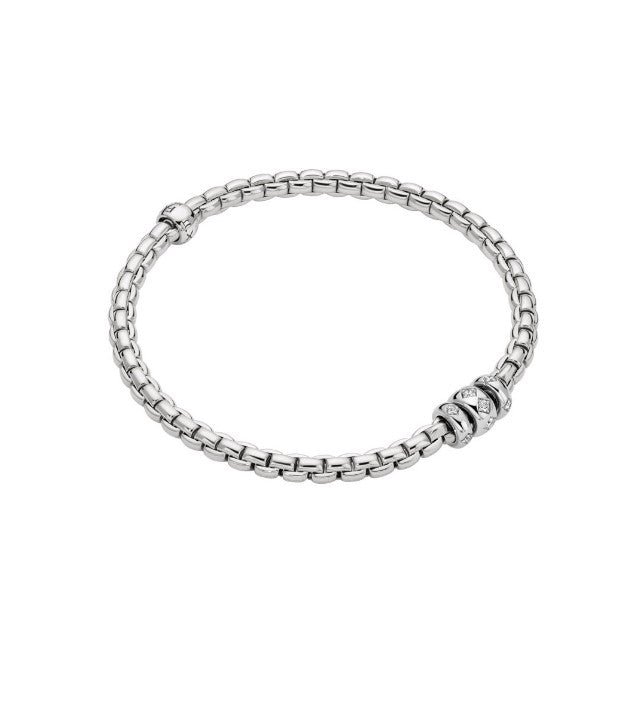 18K WG Eka 1/5cttw Diamond Rhombus Triple Rondel Flex'It Bracelet by Fope Main image