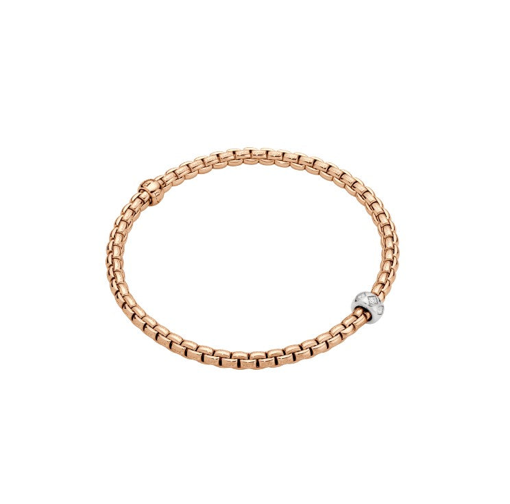 18K W/RG Eka 1/10cttw Diamond Rhombus Rondel Flex'It Bracelet by FOPE Main image