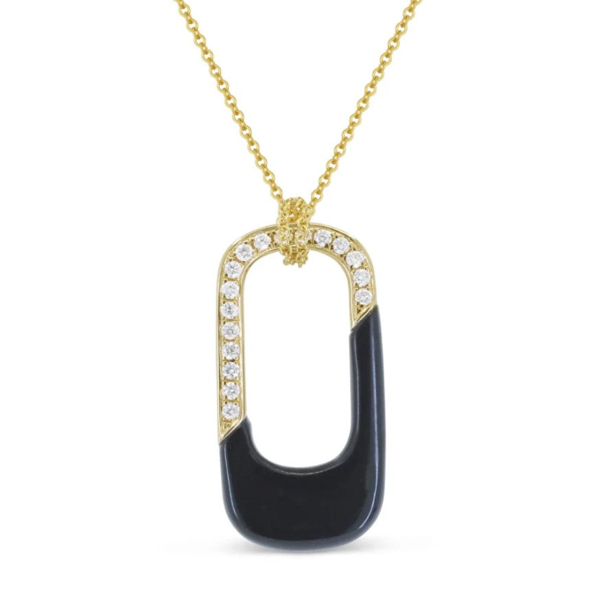14K YG Black Onyx & .16cttw Diamond Oblong Pendant Necklace

17 Round Dia = .16cttw