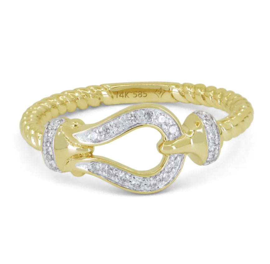 14K YG  Diamond Buckle Fashion Ring Main image