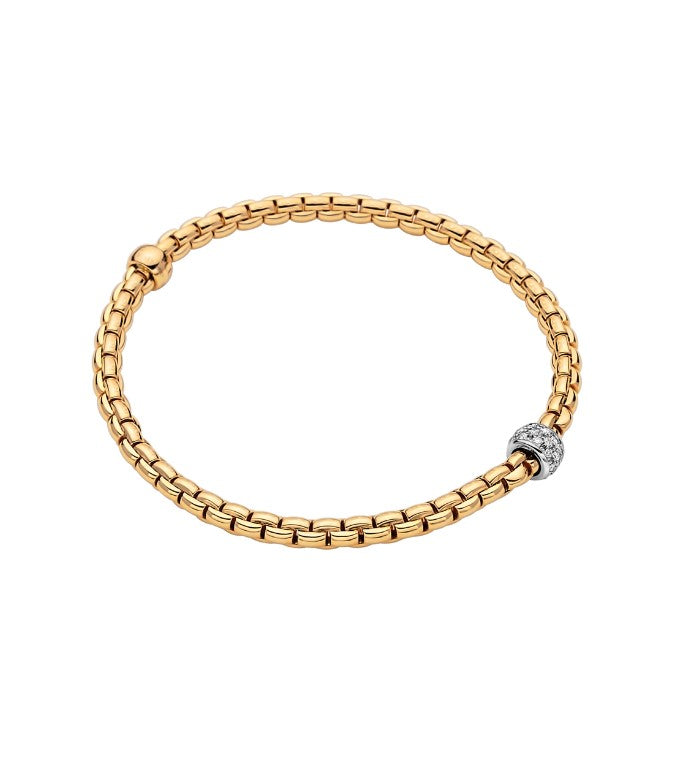18K W/YG Eka .19cttw Dia Pave Rondel Flex-It Bracelet by FOPE, L Main image