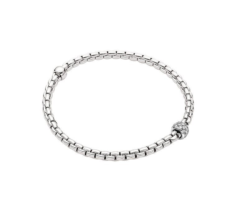 18K WG Eka Diamond Pave Rondel Flex-It Bracelet by Fope, L Main image
