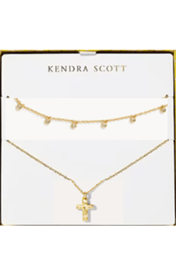 Amelia Cross Necklace Gift Set in Gold White Crystal by Kendra Scott (plated over brass) Main image