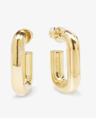 18k Gold Plated Over Brass Lil' Frankie Chain Huggies by Melinda Maria.