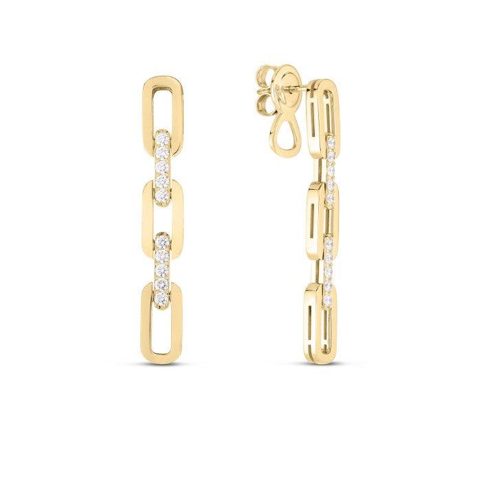 18K YG .43cttw Dia Navarra 3 Link Drop Earrings by Roberto Coin Main image