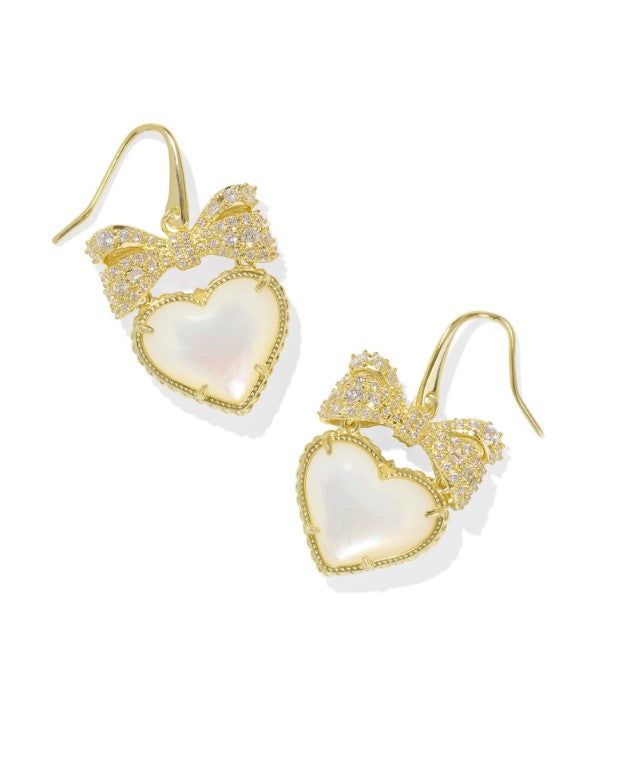 Haisley Gold Heart Drop Earrings in Ivory MOP by Kendra Scott (plated over brass)
