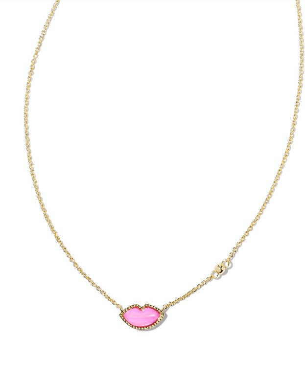 Gold Lips Pendant Necklace in Hot Pink MOP by Kendra Scott (plated over brass) Main image