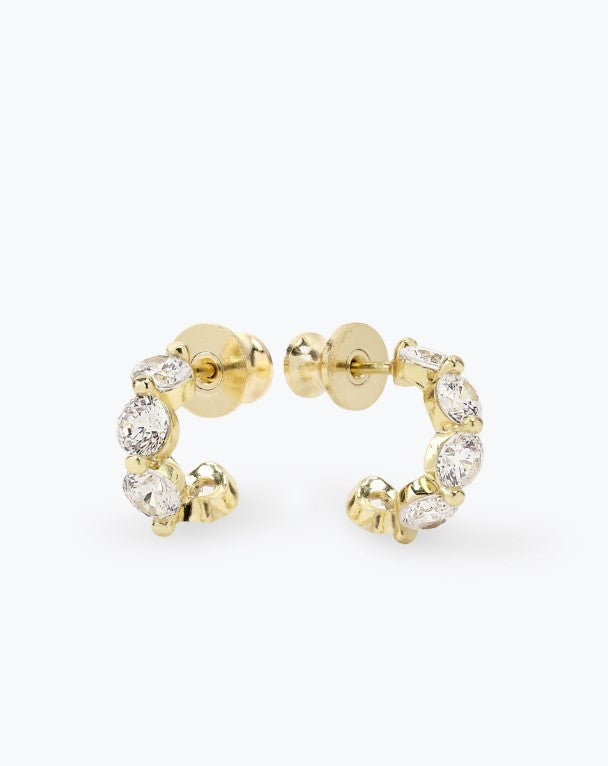 18K Gold Plated Mama She's an Icon Huggies in White Diamondettes by Melinda Maria Main image