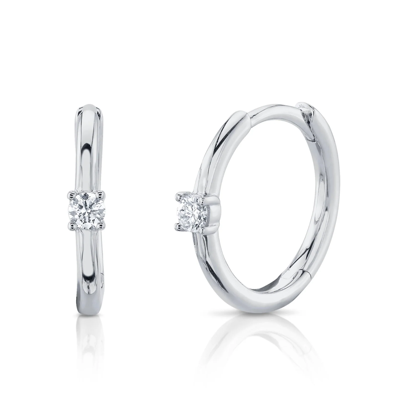 14K WG Diamond Huggie Earrings