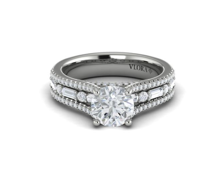 14K WG .75cttw Dia Alt Baguette & Round Eng Semi-Mount by Vlora

6 Bag & 84 Rnd Dia = .75cttw