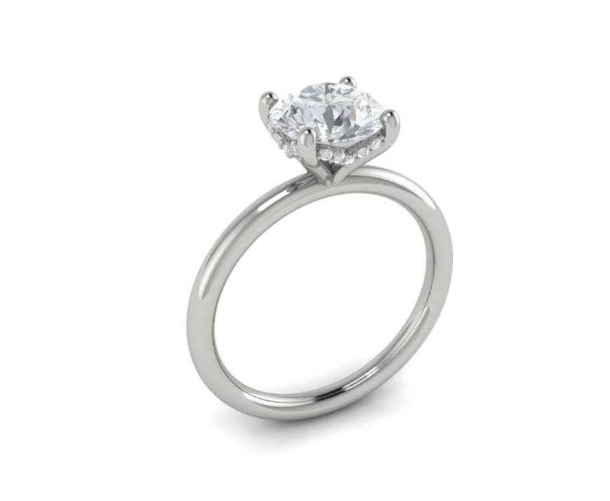 14K WG .06cttw Dia Solitaire w Hidden Halo Eng Semi-Mount by Vlora

20 Rnd Dia = .06cttw Main image