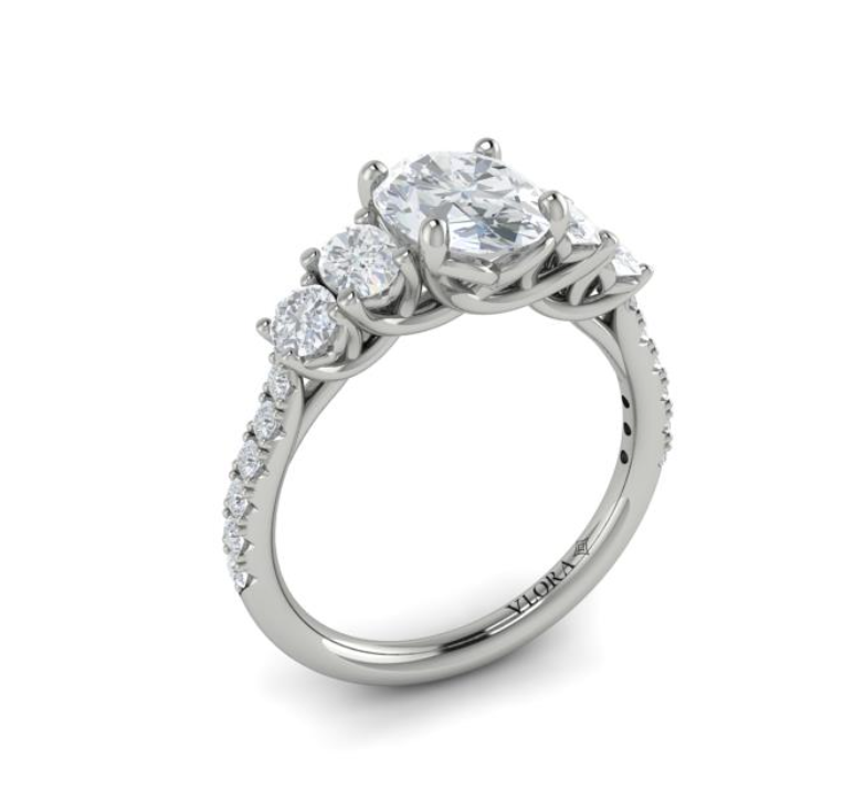 14K WG .95cttw Dia 5-Stone Oval Eng Semi-Mount by Vlora

5 Ov & 11 Rnd Dia = .95cttw Main image