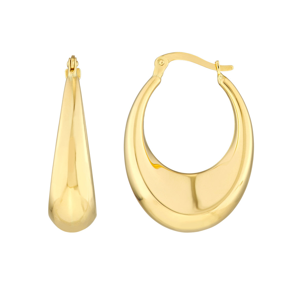 14K YG Graduated Puff Polished Hoop Earrings