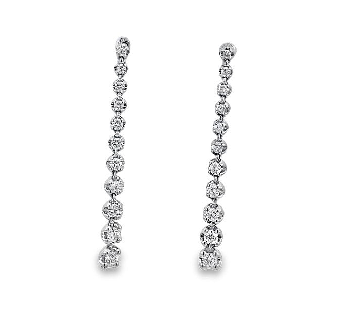 14K WG .75cttw Diamond Graduated Dangle Earrings