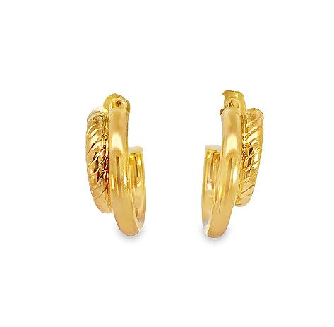 14K YG 20mm D/C Small Twist Double Hoops Earrings Main image