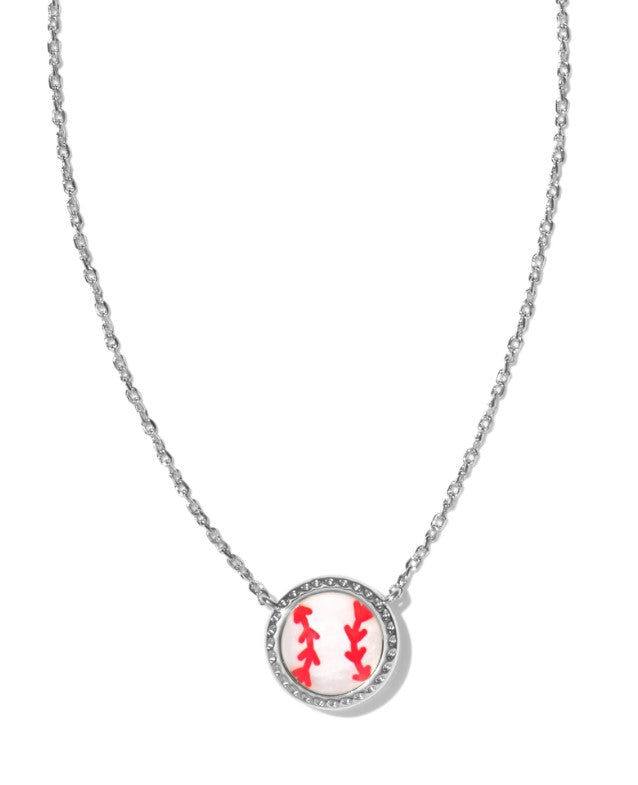 Baseball Silver Metal Necklace in Ivory MOP by Kendra Scott Main image
