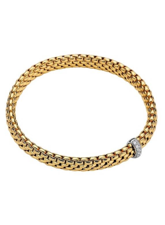 18K Y/WG Vendome Diamond Station Flex-It Bracelet by FOPE Main image