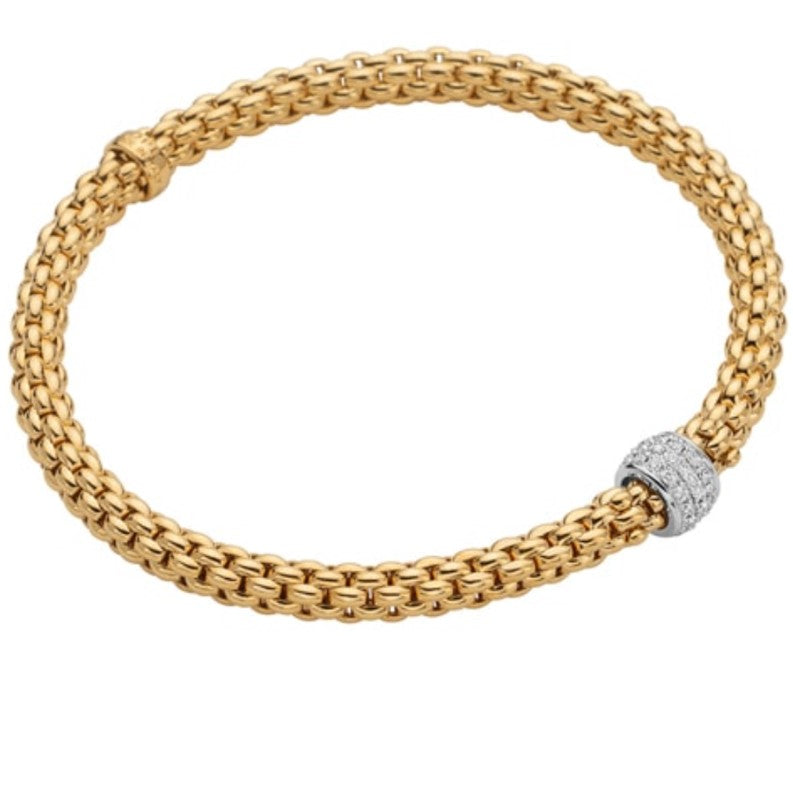 18K Y/WG Solo Diamond Pave Flex'It Bracelet by FOPE Main image