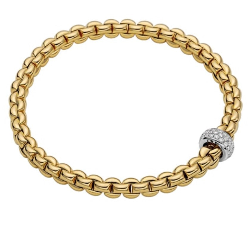 18K Y/WG Eka Diamond Pave Station Flex-It Bracelet by FOPE, Main image