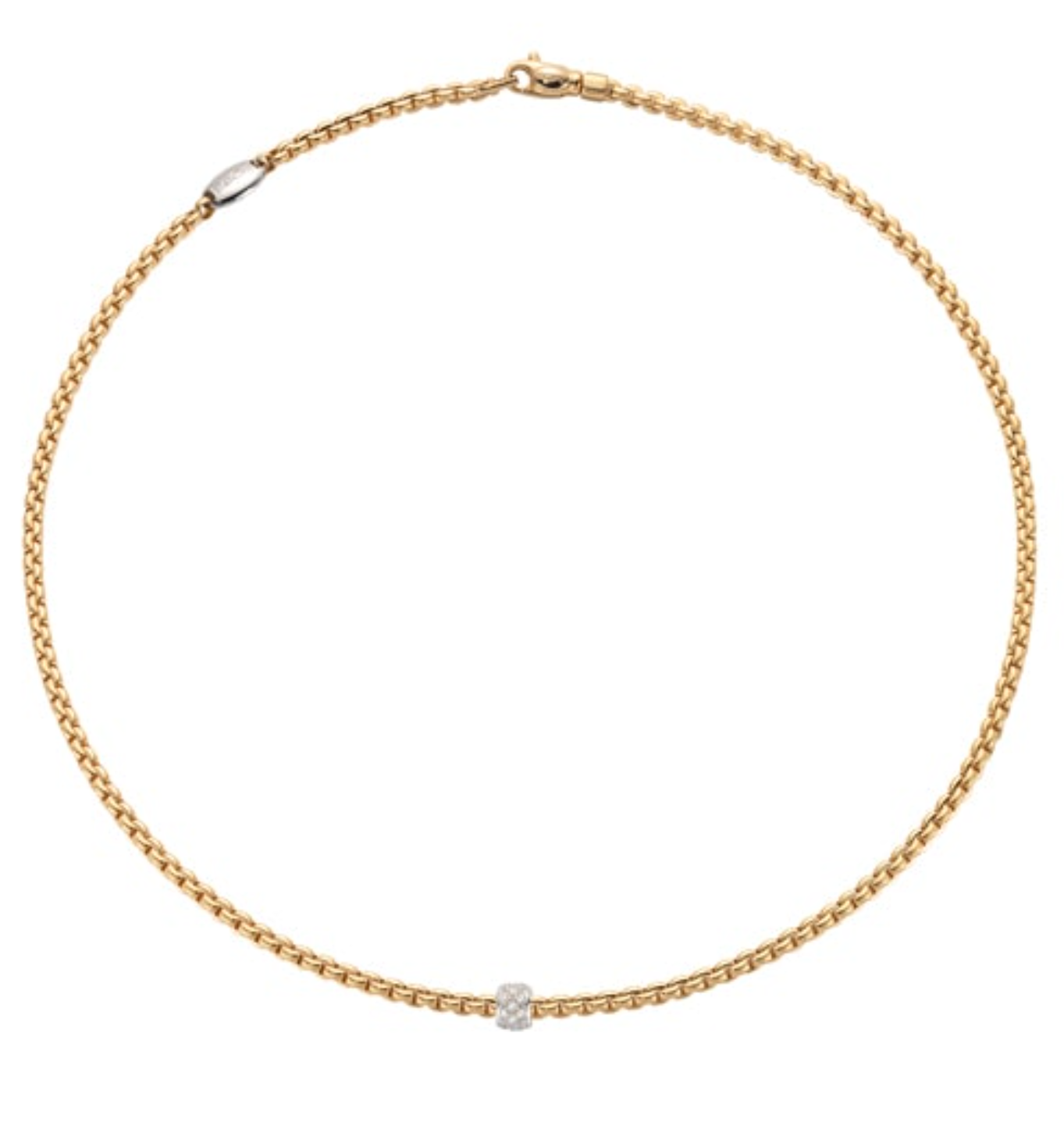 18K Y/WG Eka .19cttw Dia Pave Tiny Necklace by FOPE, 17"