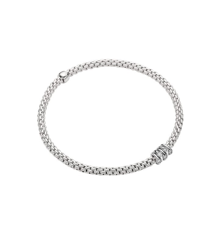 18K WG Prima Scattered Diamond Rondels Flex-It Bracelet by FOPE, M Main image