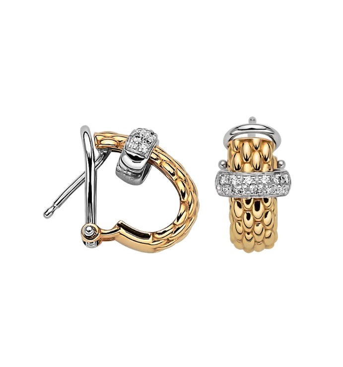 18K Y/WG Vendome .20cttw Dia Huggie Earrings by Fope Main image