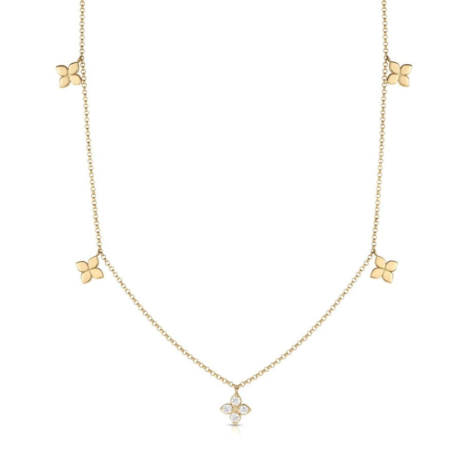 18K Yellow Gold Diamond Love by the Inch Necklace by Roberto Coin Main image