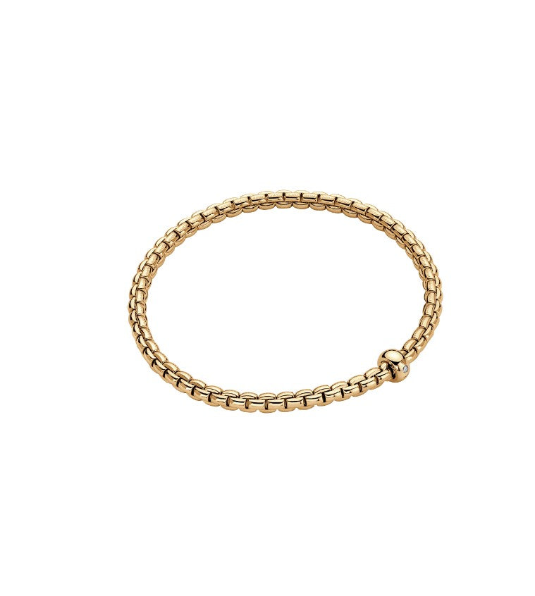 18K YG Eka .01ct Single Dia Flex-It Bracelet by FOPE, S