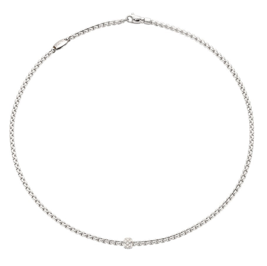 18K WG Eka .19cttw Dia Pave Tiny Necklace by FOPE, 17"