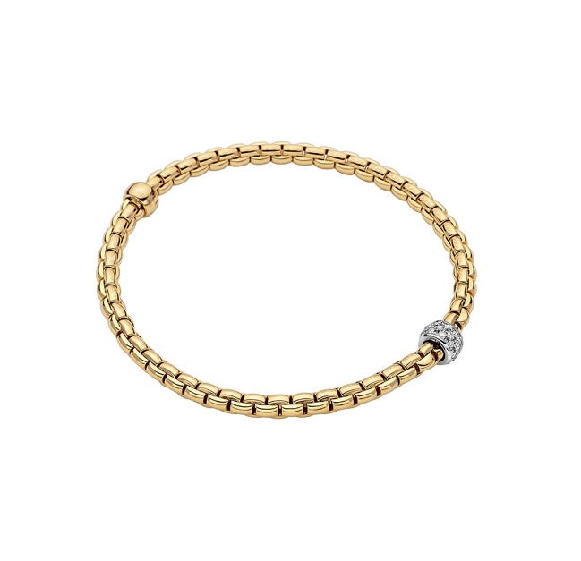 18K Y/WG Eka Diamond Pave Tiny Bracelet by FOPE