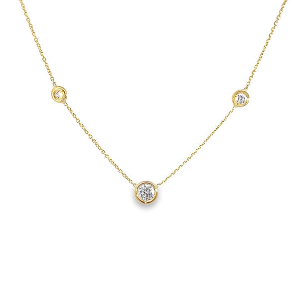 18K YG Triple Diamond Station Necklace by Roberto Coin