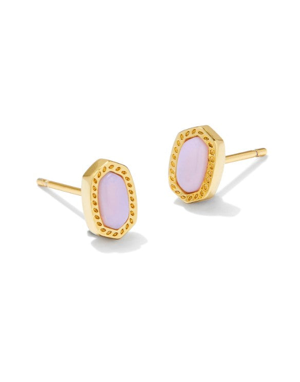 Ellie Mini Gold Plated Stud Earring in Pink Opalite Crystal by Kendra Scott