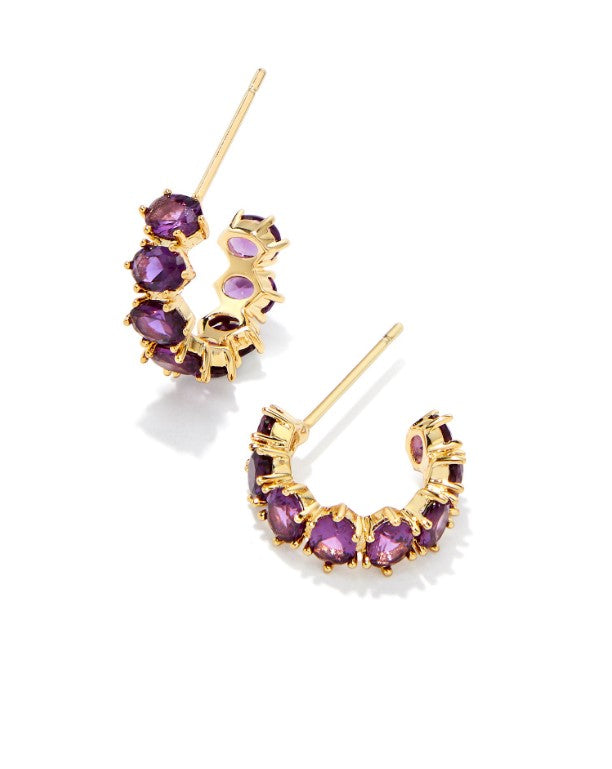 Cailin Crystal Huggie Earrings in Gold Metal & Purple Crystal by Kendra Scott (plated over brass) Main image