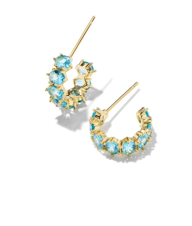 Cailin Crystal Huggie Earrings in Gold Metal & Aqua Crystal by Kendra Scott (plated over brass) Main image