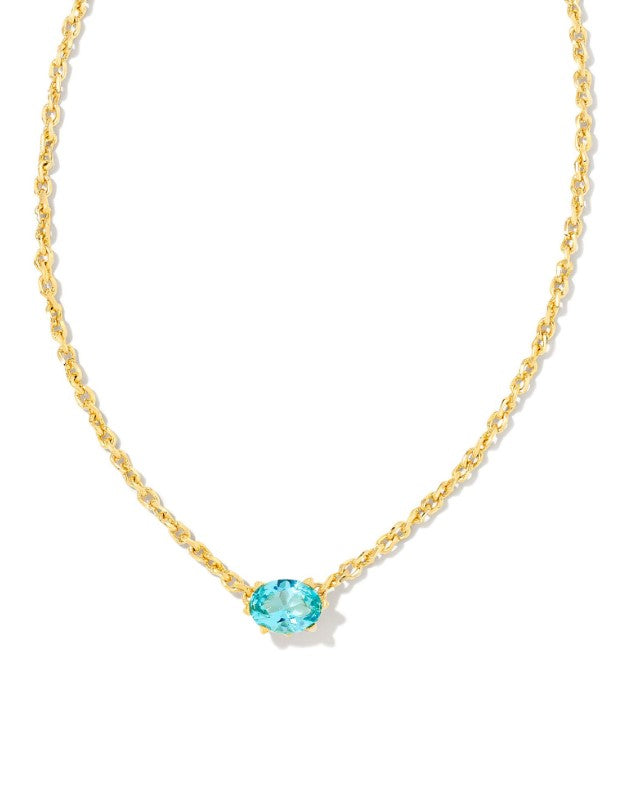 Cailin Pendant Necklace in Gold Metal & Aqua Crystal by Kendra Scott (plated over brass) Main image