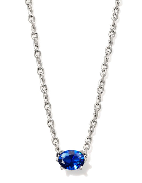 Cailin Pendant Necklace in Rhodium Metal & Blue Crystal by Kendra Scott (plated over brass)