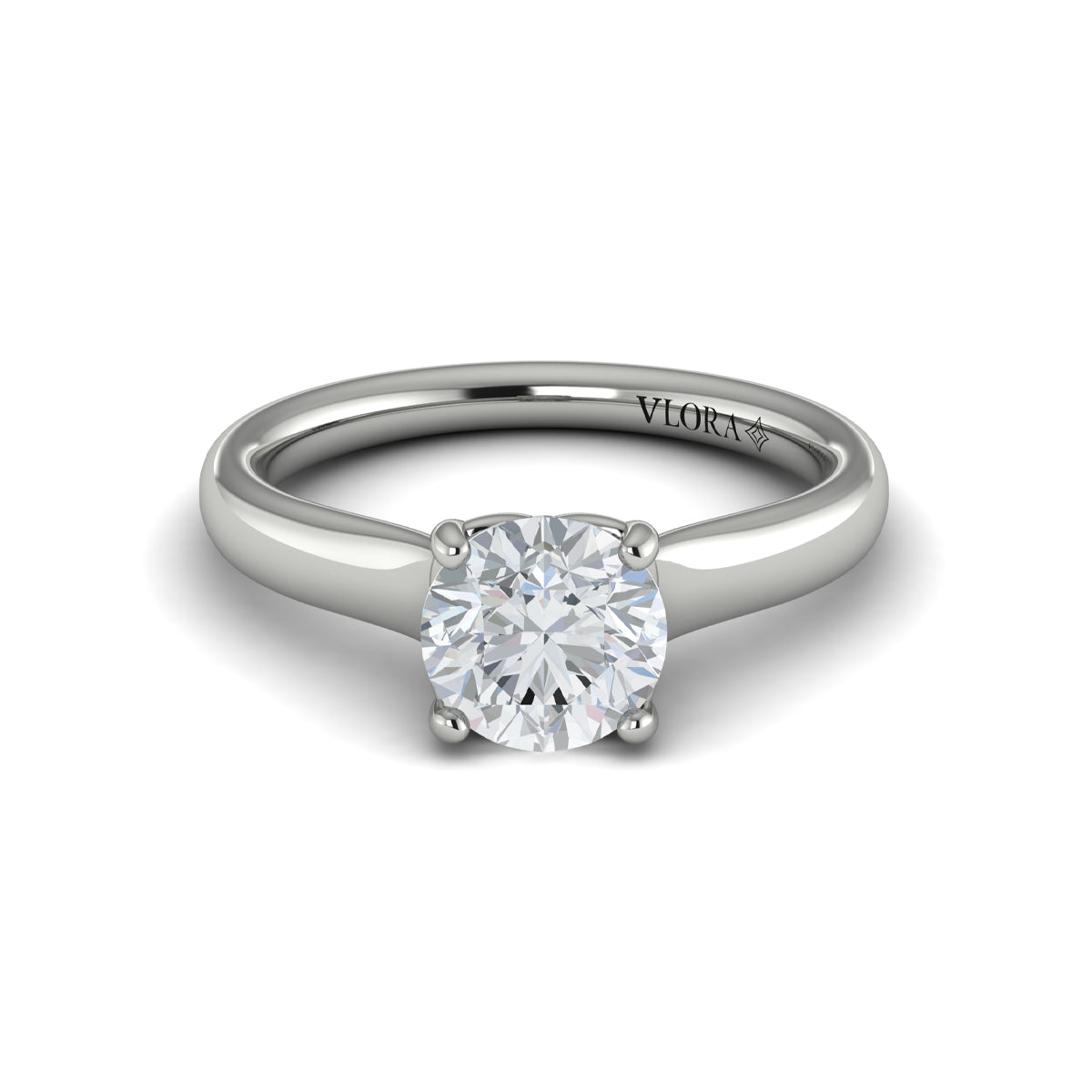 14K WG Polished Tapered Solitaire Semi-Mount by Vlora