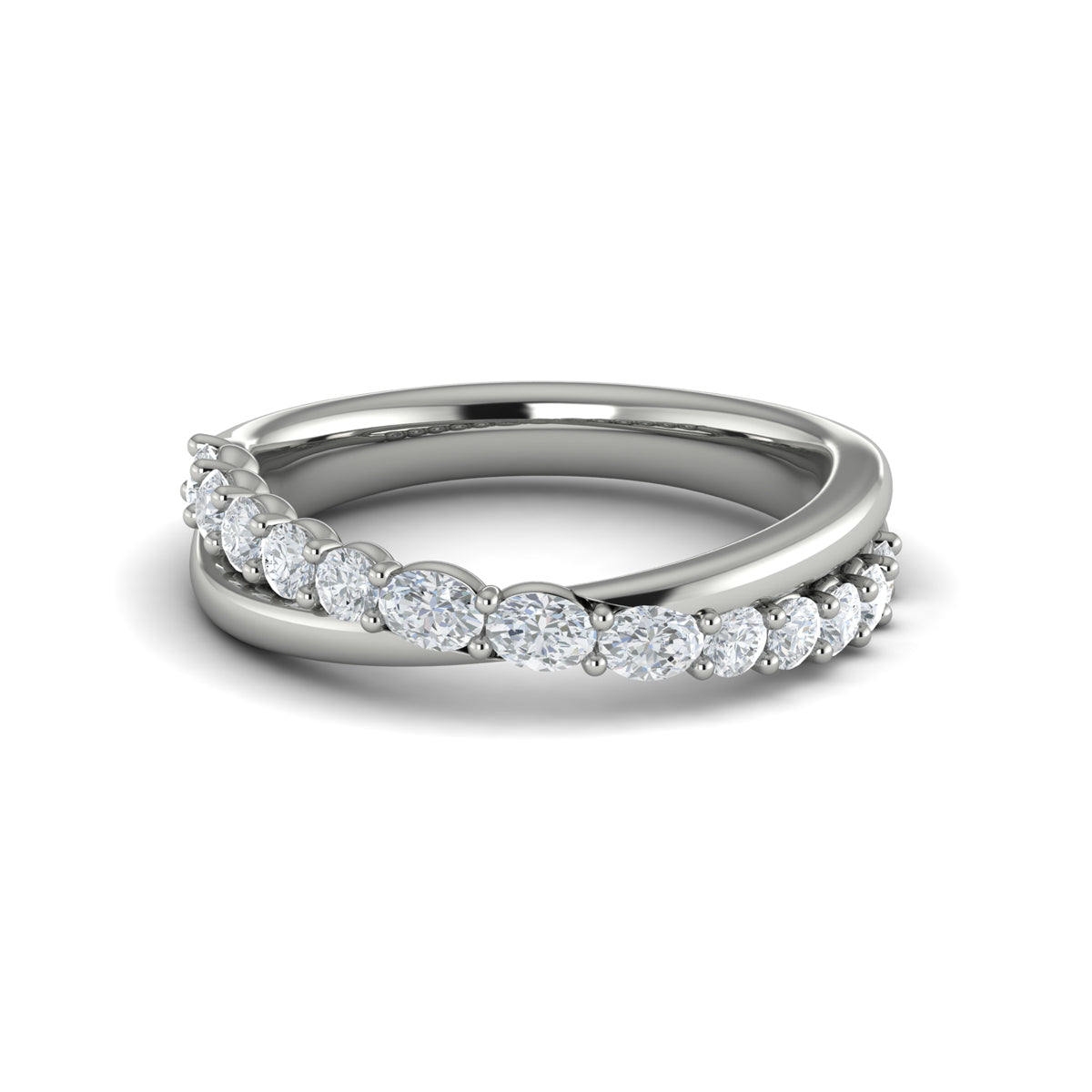 14K WG .67cttw Dia Crossover Wedding Band by Vlora

3 OV & 10 Rnd Dia = .67cttw Main image