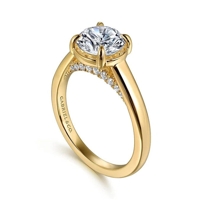 14K YG Geo Prong Bezel Solitaire Semi-Mount by Gabriel NY serial #S2086609 Main image