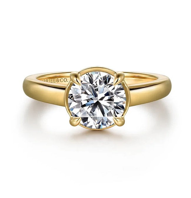 14K YG Geo Prong Bezel Solitaire Semi-Mount by Gabriel NY serial #S2086609